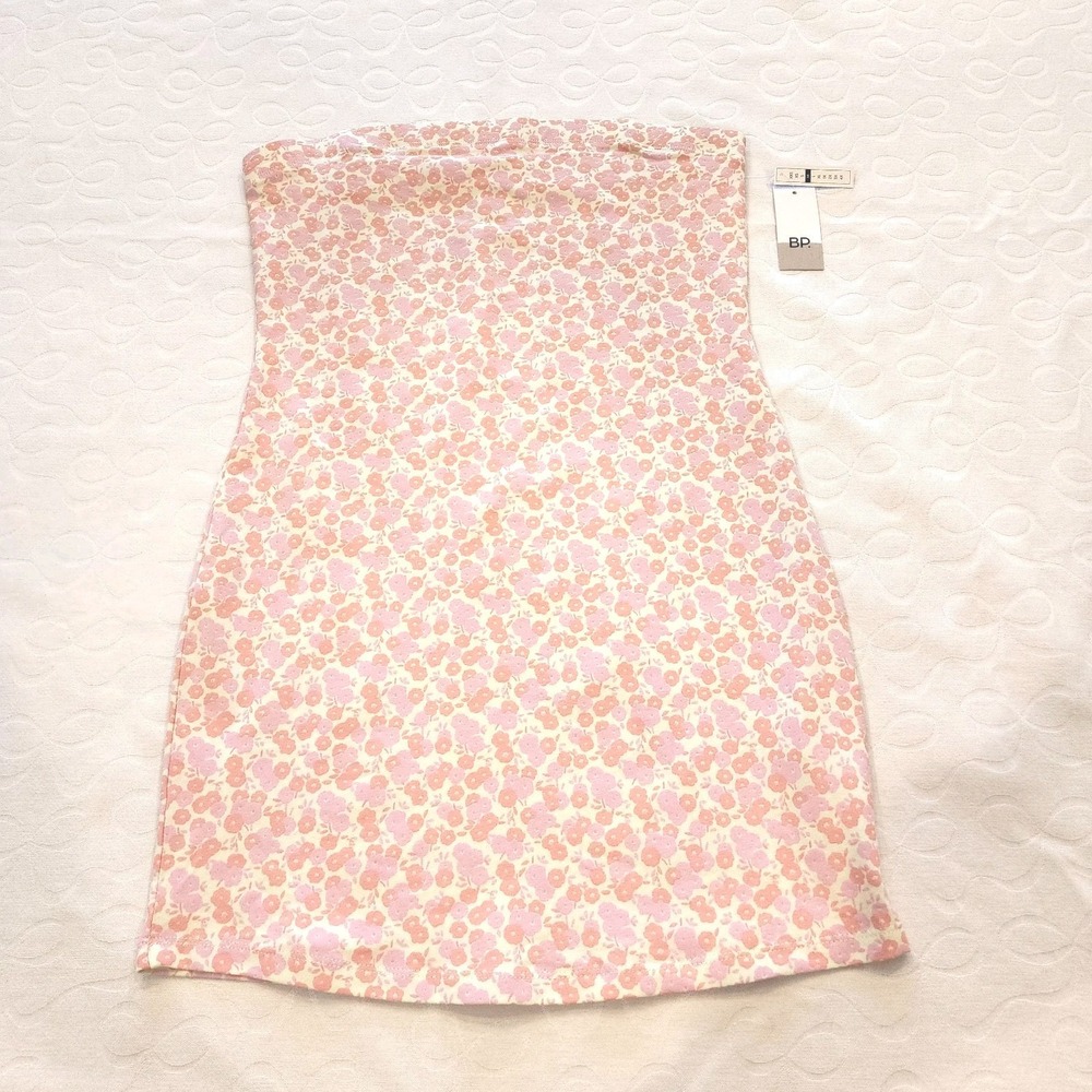 NWT Y2K BP Ditsy Pink Floral Tube Mini Dress Soft Girl Cottagecore Coquette M - Picture 1 of 8